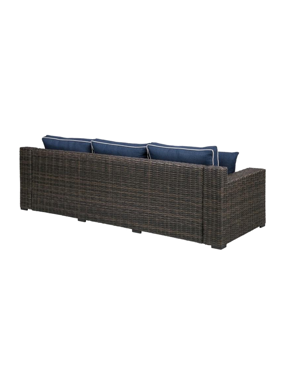 Sofa extérieur  bleu marin tissu, osier en résine - Grasson Lane