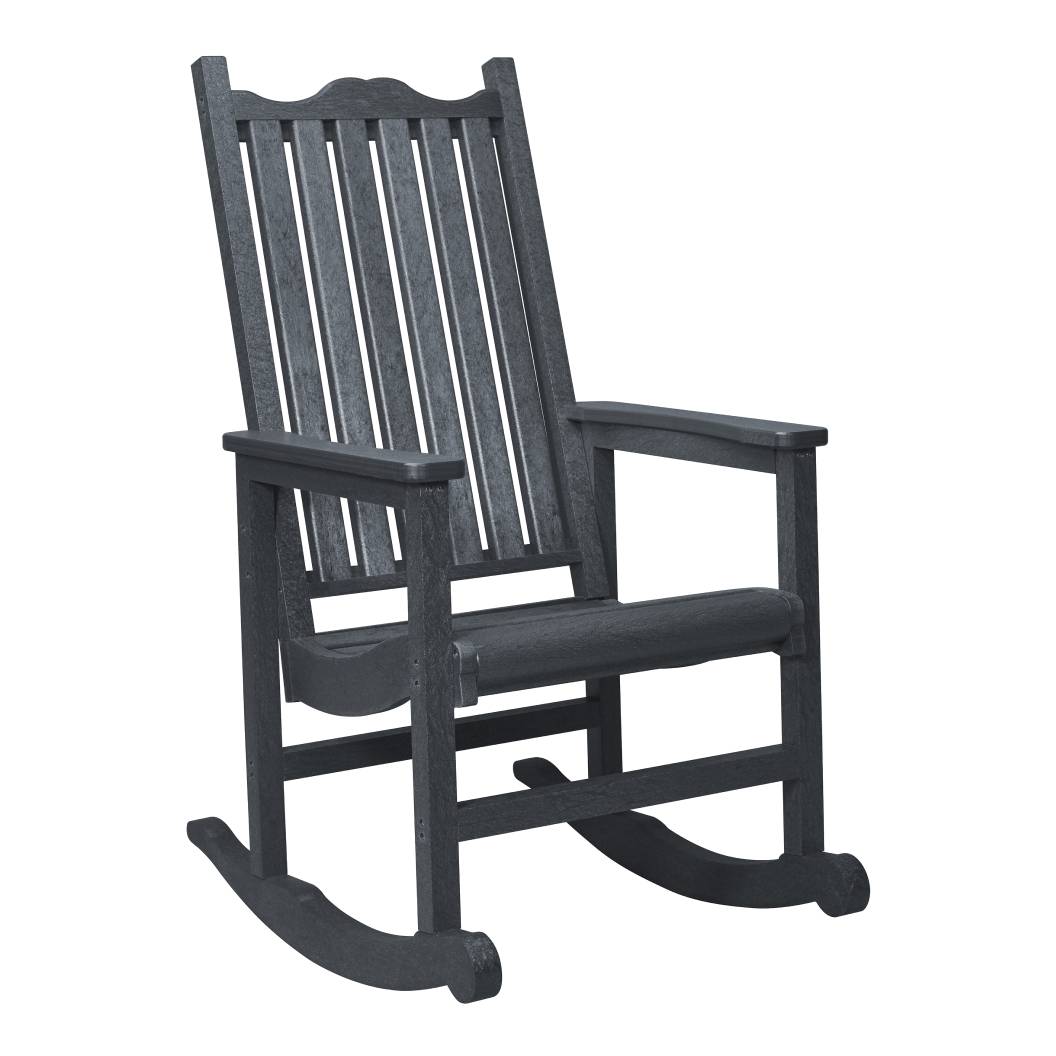Chaise berçante extérieure grise foncée en plastique recyclé