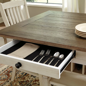 Table de salle à manger en bois blanche avec tiroir  - Bolanburg