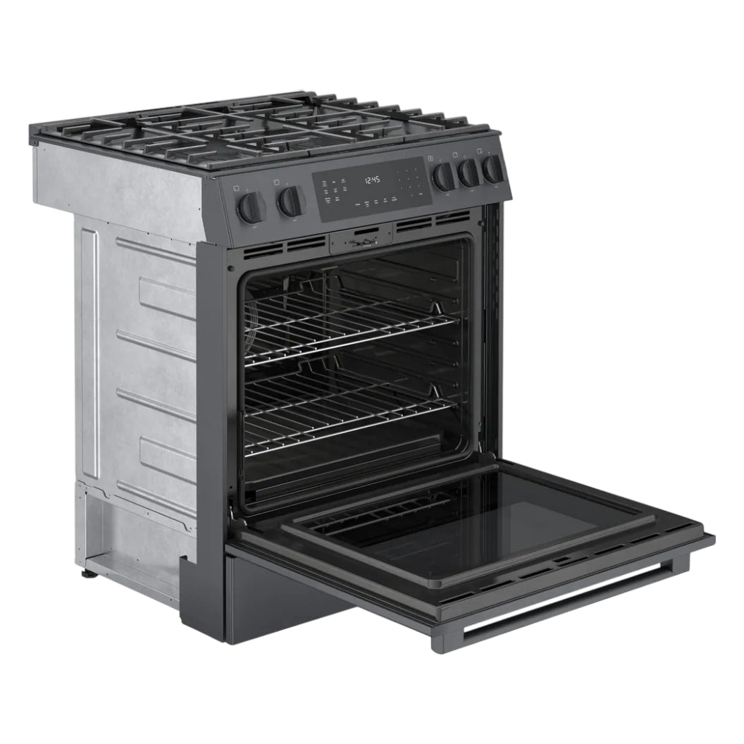 Cuisinière au gaz encastrable 30 po 4,8 pi³ Inox noir - Série 800 - Convection uniforme & Tiroir réchaud