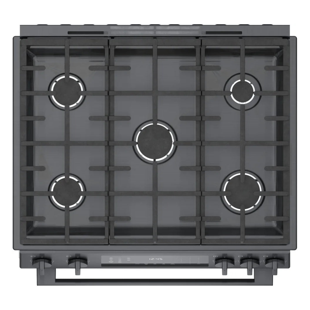 Cuisinière au gaz encastrable 30 po 4,8 pi³ Inox noir - Série 800 - Convection uniforme & Tiroir réchaud