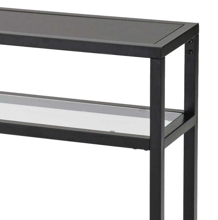 Table console en bois d'ingénierie et métal noir mat - Quinn