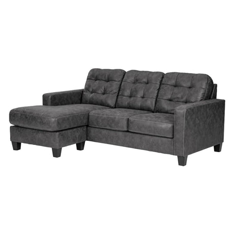 Sofa en aspect cuir gris foncé avec chaise longue - Venaldi