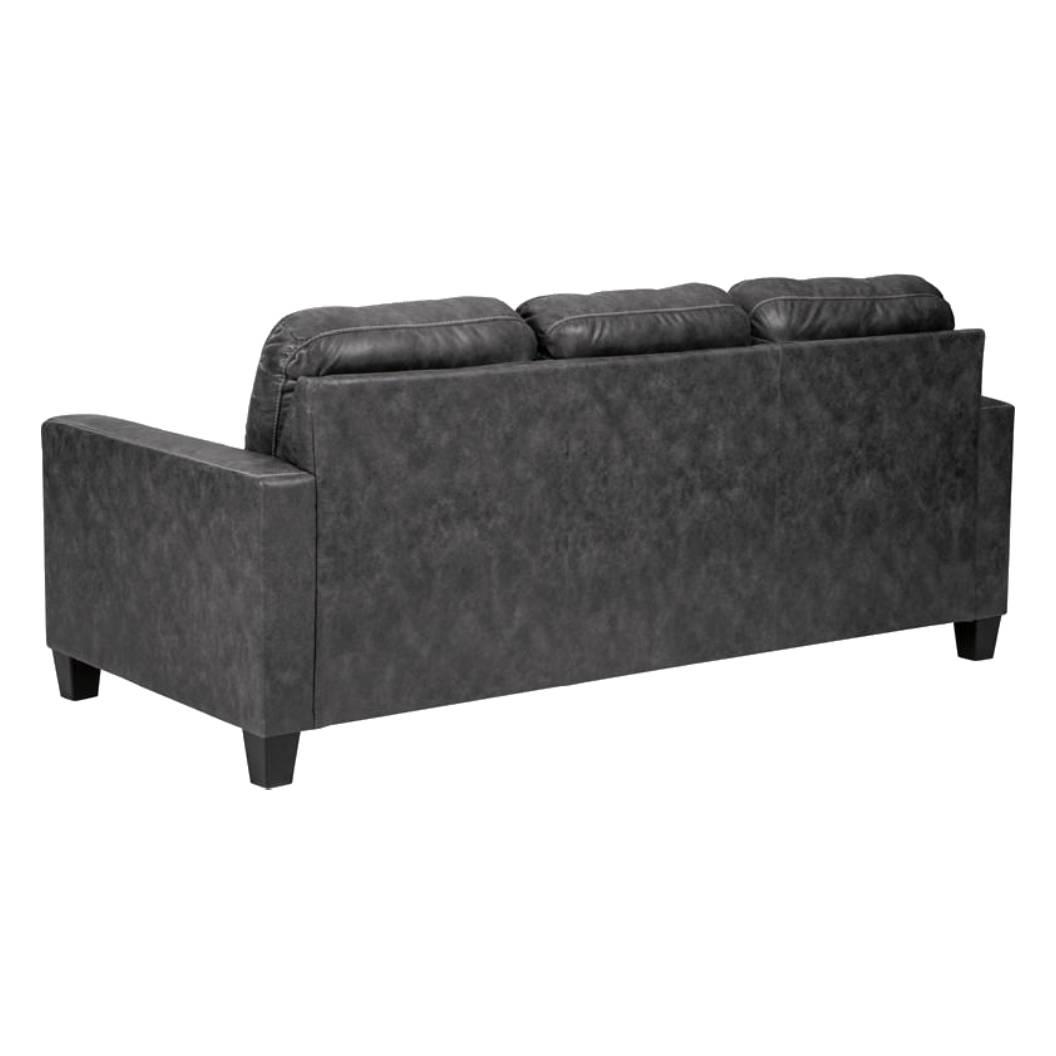 Sofa en aspect cuir gris foncé avec chaise longue - Venaldi