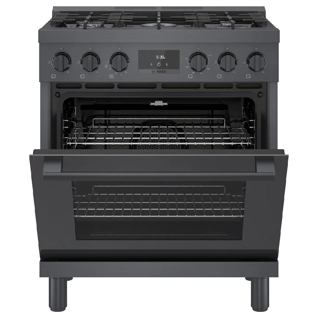 Cuisinière au gaz 30 po, 3,7 pi³ Inox noir - Série 800 avec 5 brûleurs