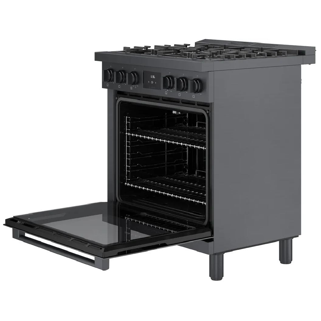 Cuisinière au gaz 30 po, 3,7 pi³ Inox noir - Série 800 avec 5 brûleurs
