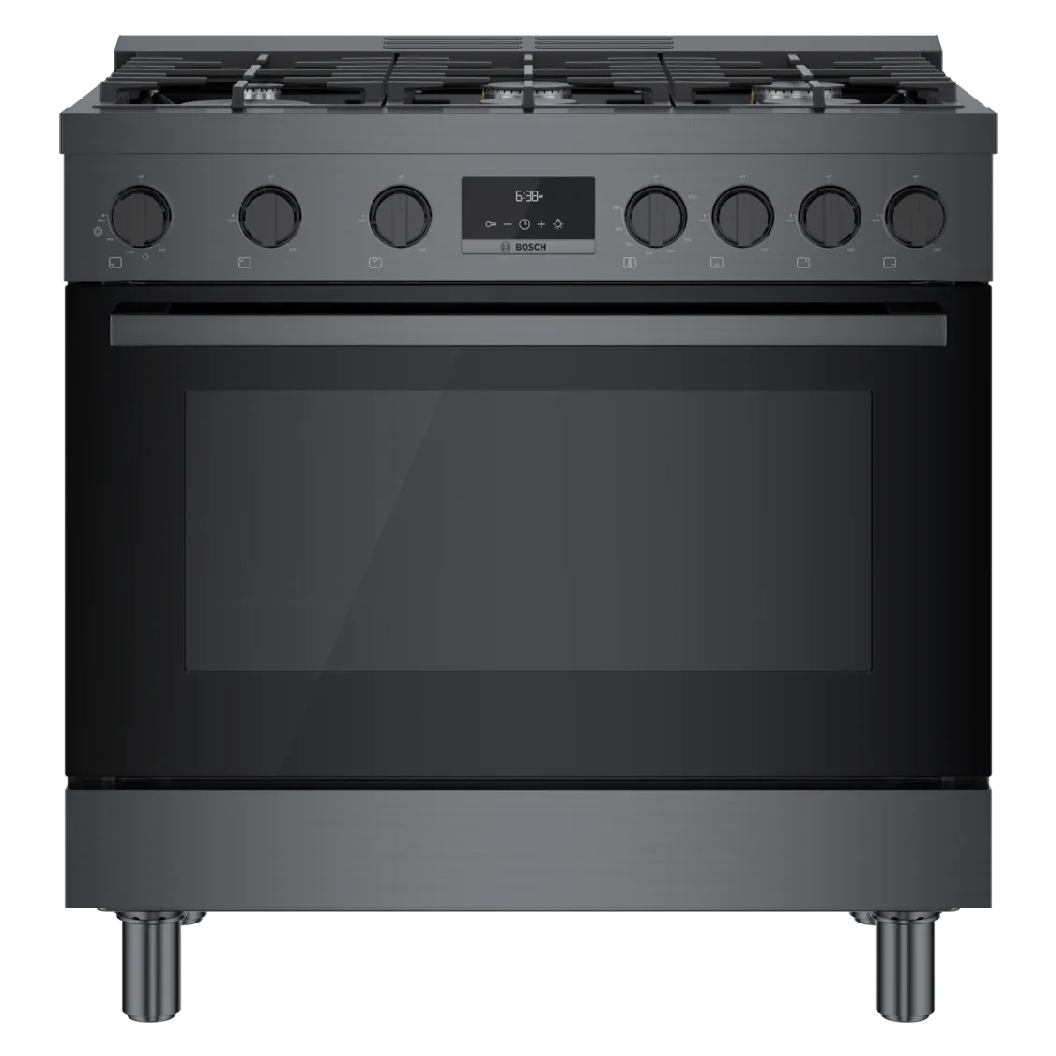 Cuisinière au gaz 36 po, 3,4 pi³ Inox Noir - Série 800 avec 6 brûleurs