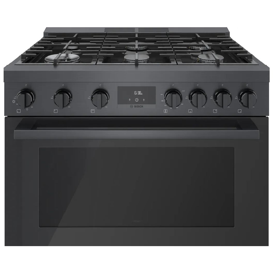 Cuisinière au gaz 36 po, 3,4 pi³ Inox Noir - Série 800 avec 6 brûleurs