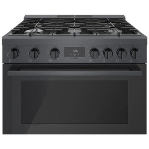 Cuisinière au gaz 36 po, 3,4 pi³ Inox Noir - Série 800 avec 6 brûleurs