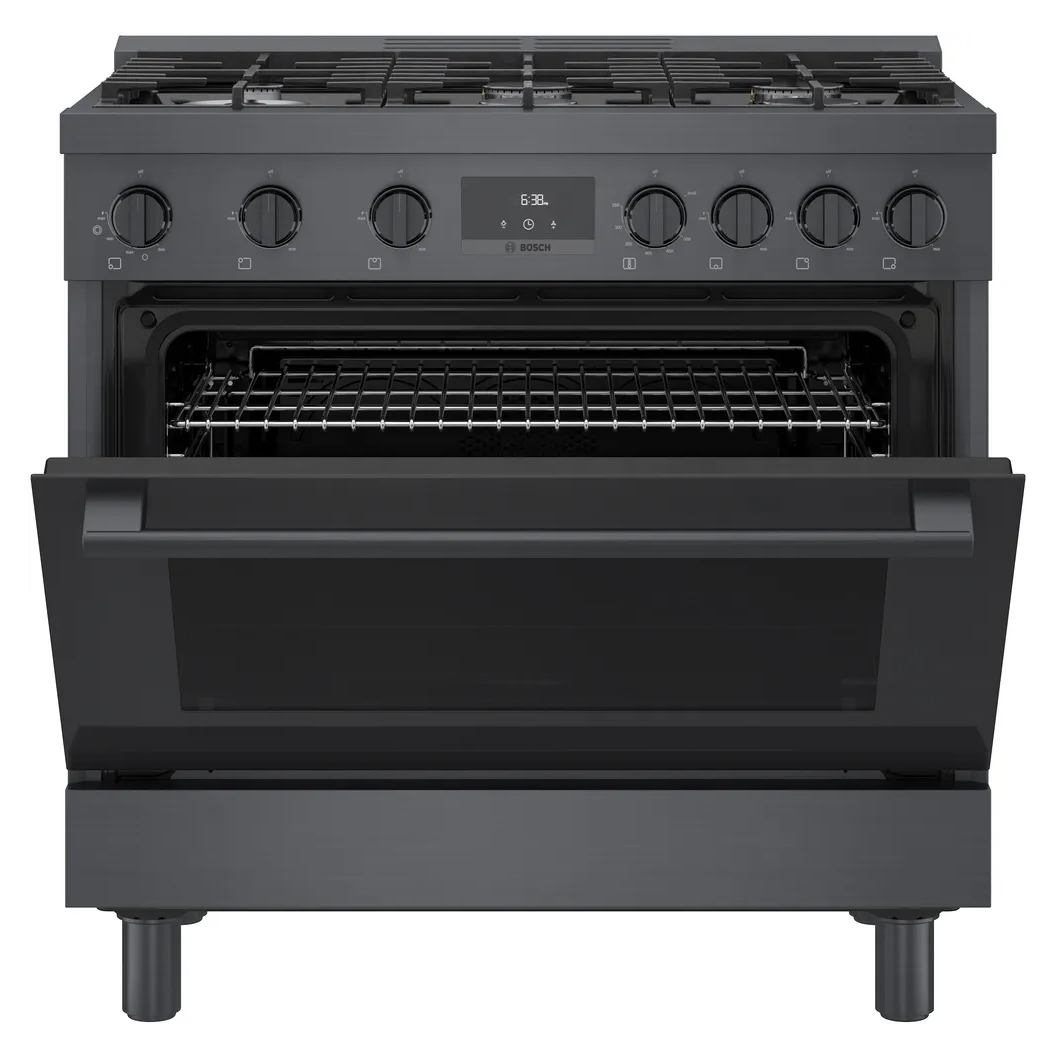 Cuisinière au gaz 36 po, 3,4 pi³ Inox Noir - Série 800 avec 6 brûleurs