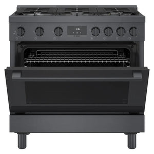 Cuisinière au gaz 36 po, 3,4 pi³ Inox Noir - Série 800 avec 6 brûleurs