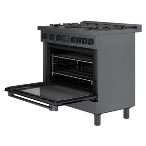 Cuisinière au gaz 36 po, 3,4 pi³ Inox Noir - Série 800 avec 6 brûleurs