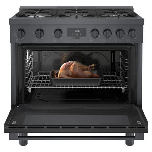 Cuisinière au gaz 36 po, 3,4 pi³ Inox Noir - Série 800 avec 6 brûleurs