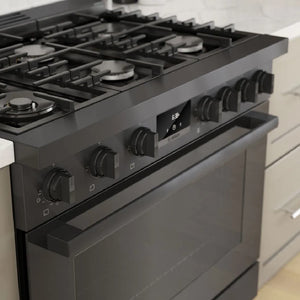 Cuisinière au gaz 36 po, 3,4 pi³ Inox Noir - Série 800 avec 6 brûleurs