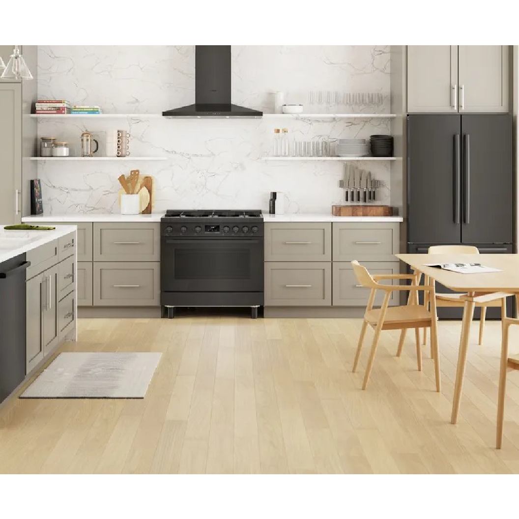 Cuisinière au gaz 36 po, 3,4 pi³ Inox Noir - Série 800 avec 6 brûleurs