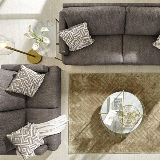 Causeuse en tissu brun avec coussins - Arcola