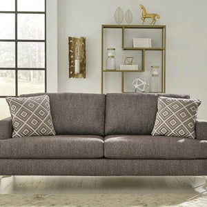 Sofa condo en tissu brun grisâtre avec coussins - Arcola