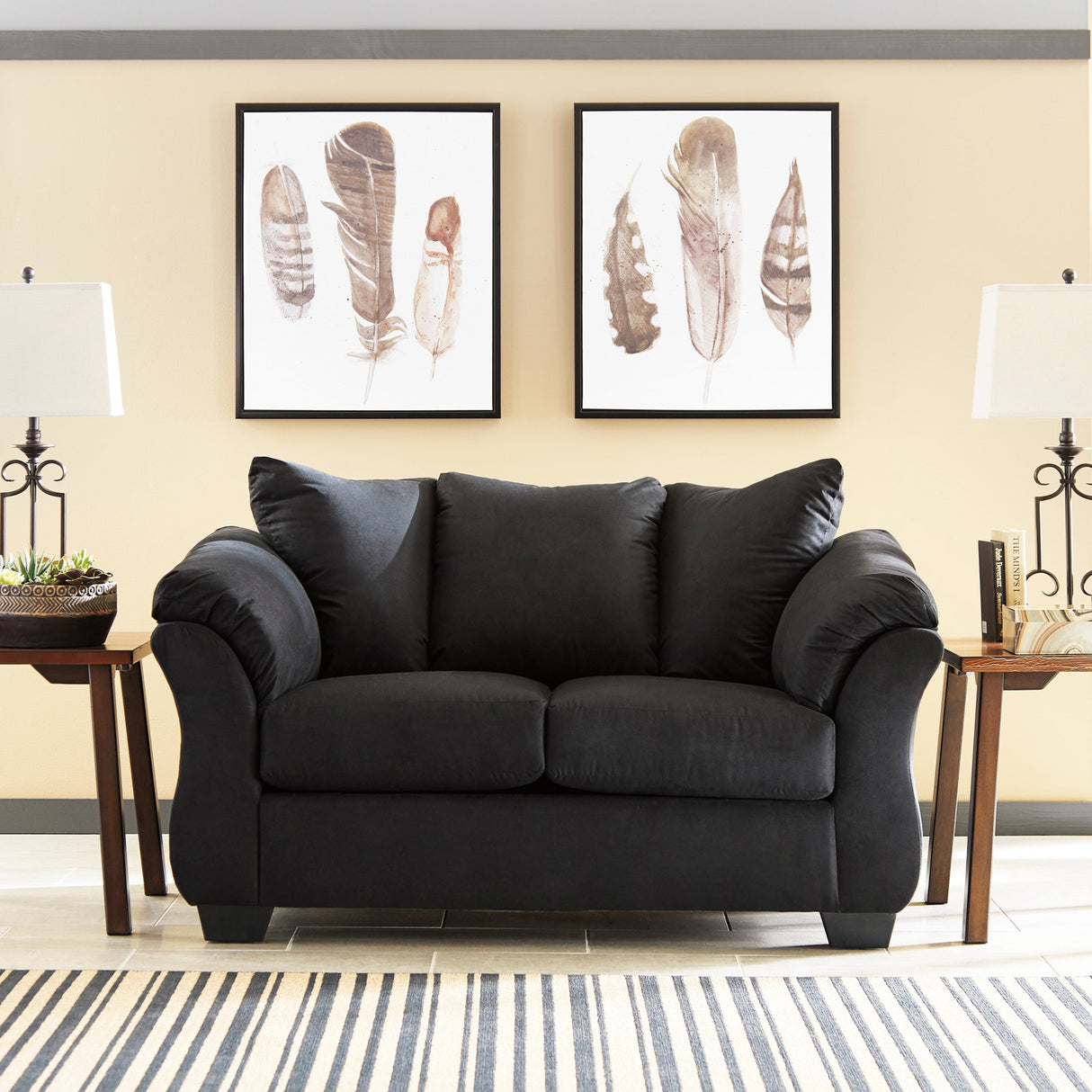 Causeuse noire en tissu - Darcy