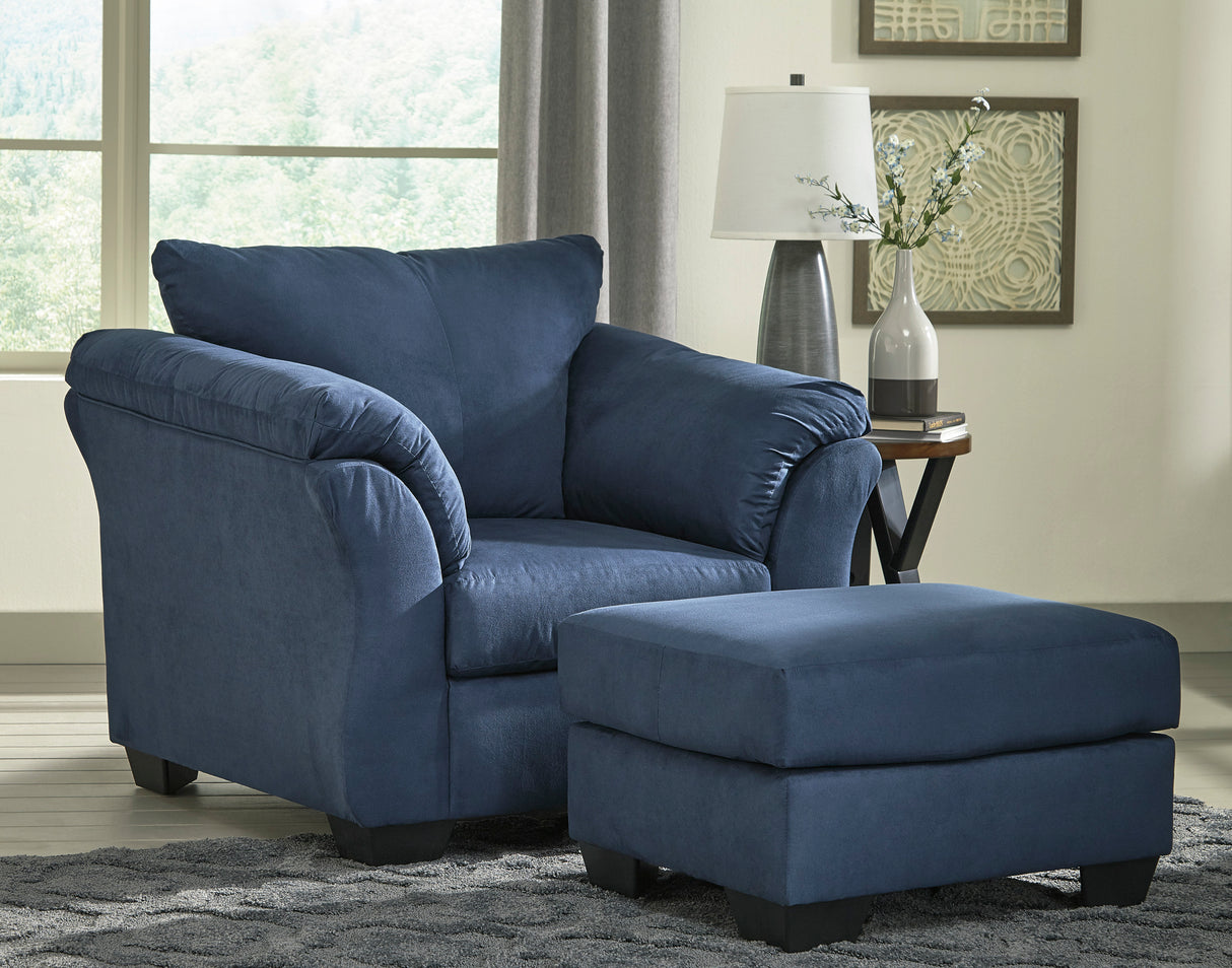 Ottoman Darcy en tissu bleu