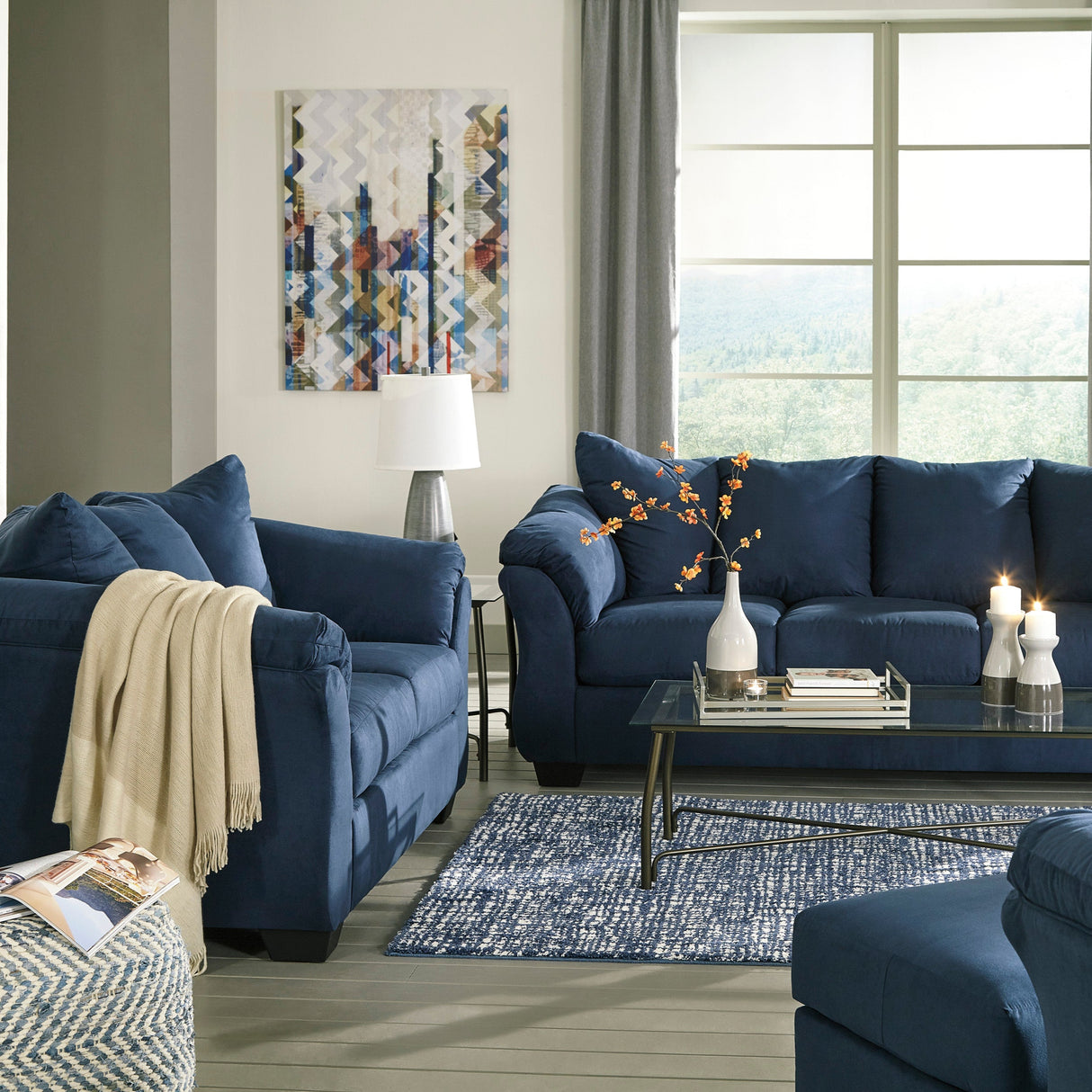 Causeuse en tissu bleu marine - Darcy