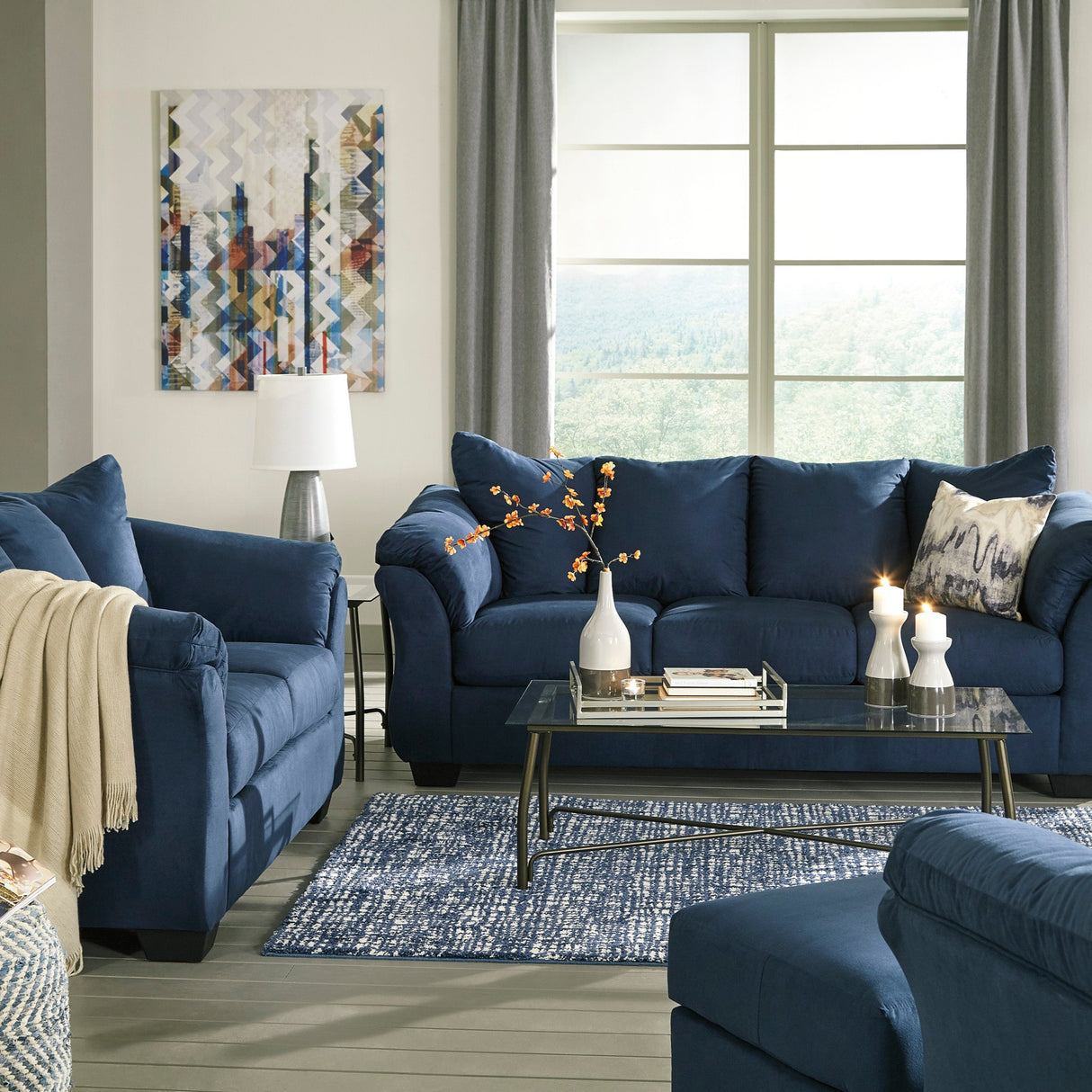 Sofa en tissu bleu marine - Darcy