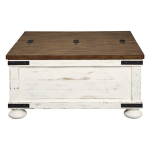 Table basse en bois/placage bicolore avec plateau relevable à deux côtés - Wystfield