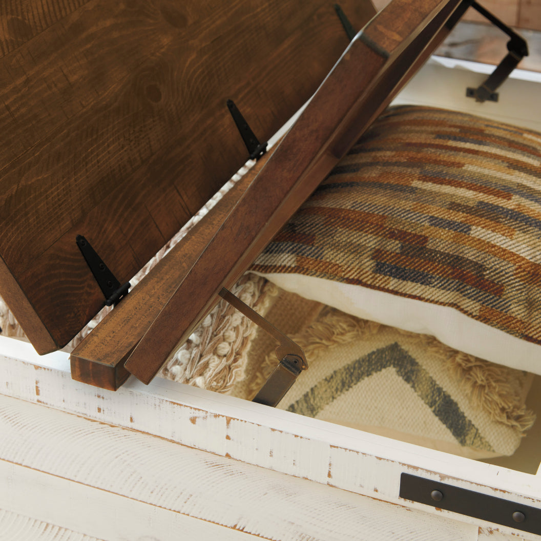 Table basse en bois/placage bicolore avec plateau relevable à deux côtés - Wystfield