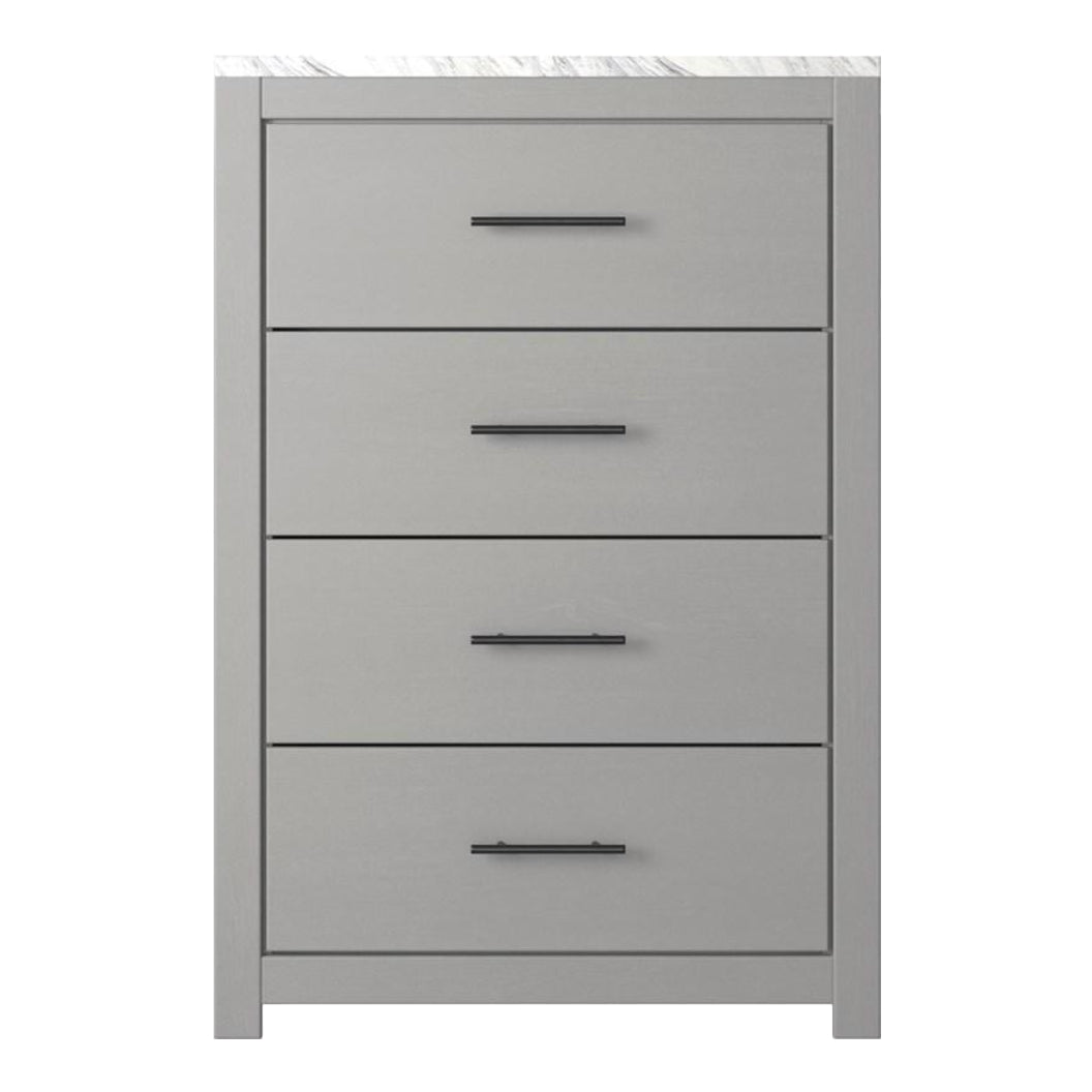 Commode à 4 tiroirs en marbre blanc et bois gris