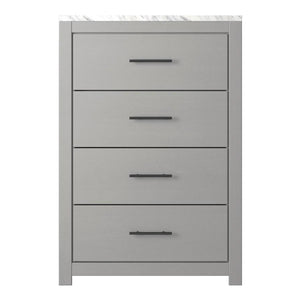 Commode à 4 tiroirs en marbre blanc et bois gris