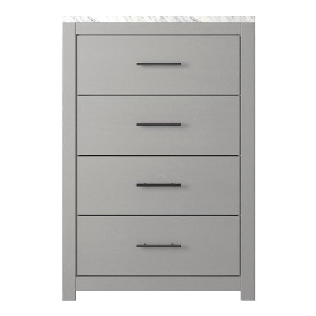 Commode à 4 tiroirs en marbre blanc et bois gris