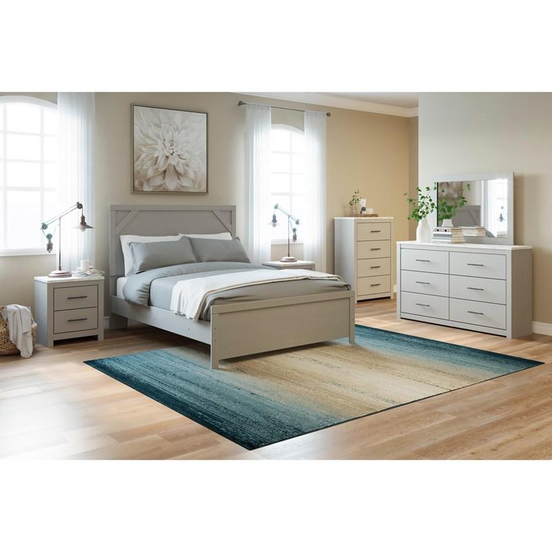 Commode à 4 tiroirs en marbre blanc et bois gris