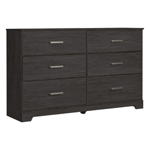 Bureau à 6 tiroirs en bois et placage noir - Belachime