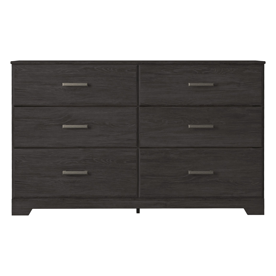 Bureau à 6 tiroirs en bois et placage noir - Belachime