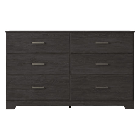 Bureau à 6 tiroirs en bois et placage noir - Belachime