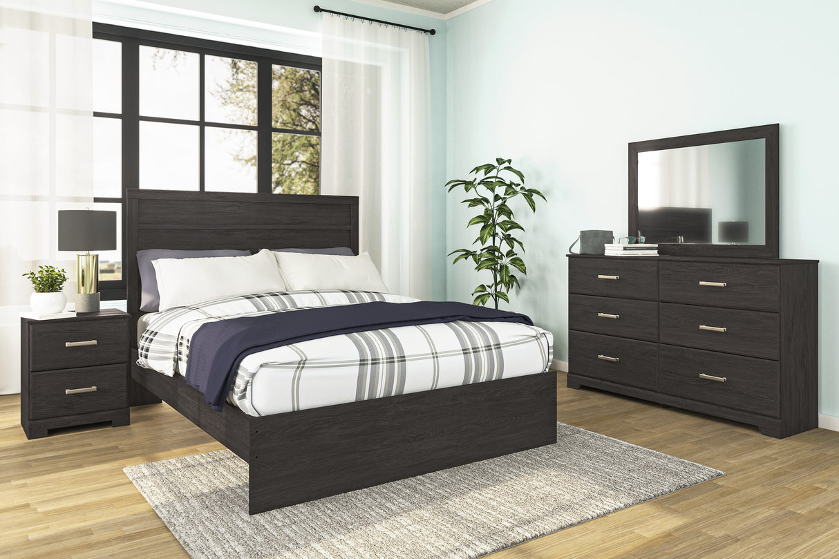 Bureau à 6 tiroirs en bois et placage noir - Belachime