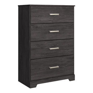 Commode à 4 tiroirs en bois et placage noir