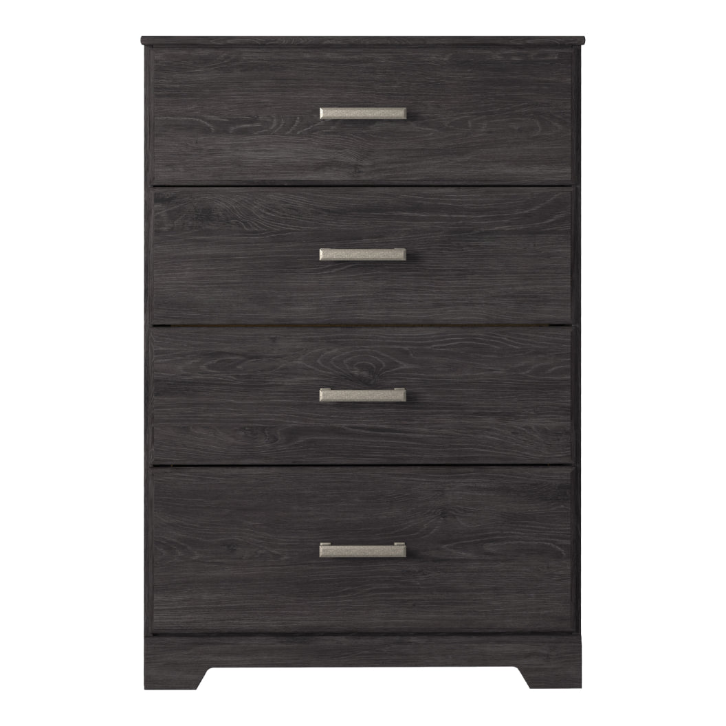 Commode à 4 tiroirs en bois et placage noir