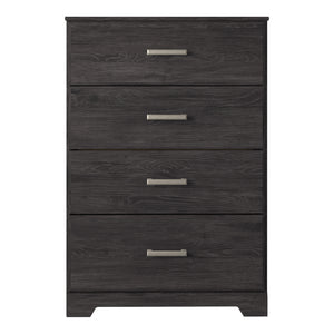 Commode à 4 tiroirs en bois et placage noir