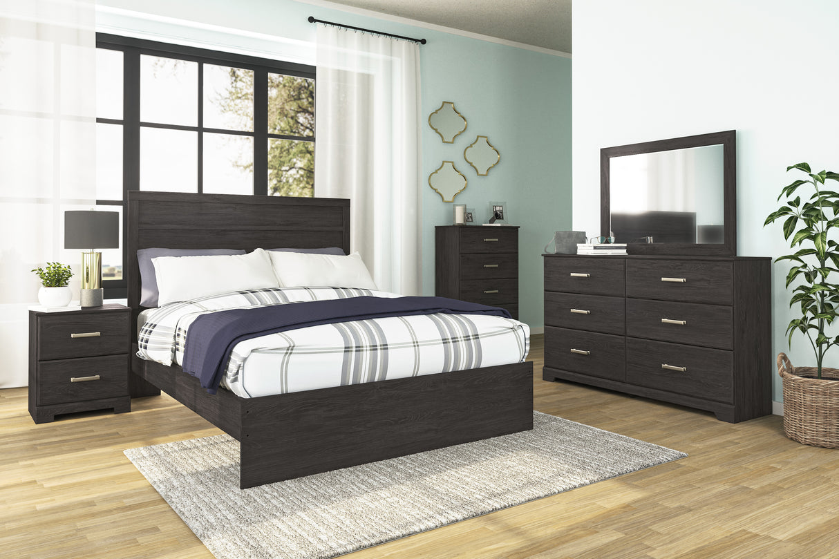 Commode à 4 tiroirs en bois et placage noir