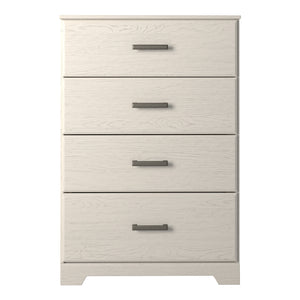 Commode à 4 tiroirs en bois et placage blanc