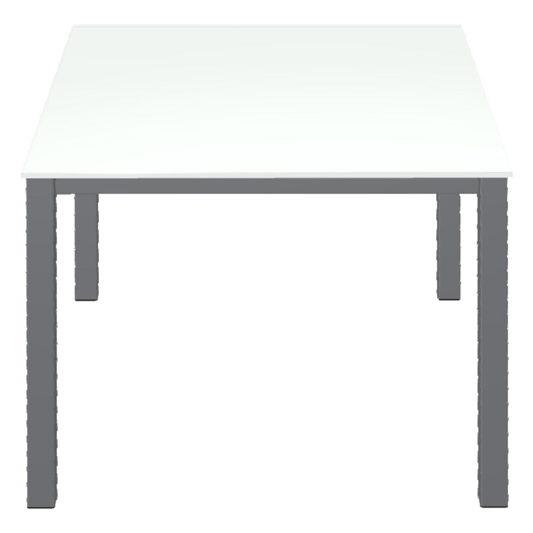 Table de salle à manger carrée en verre blanc et métal - Carbon