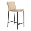 Tabouret de comptoir rembourré en cuir et métal noir - Aria