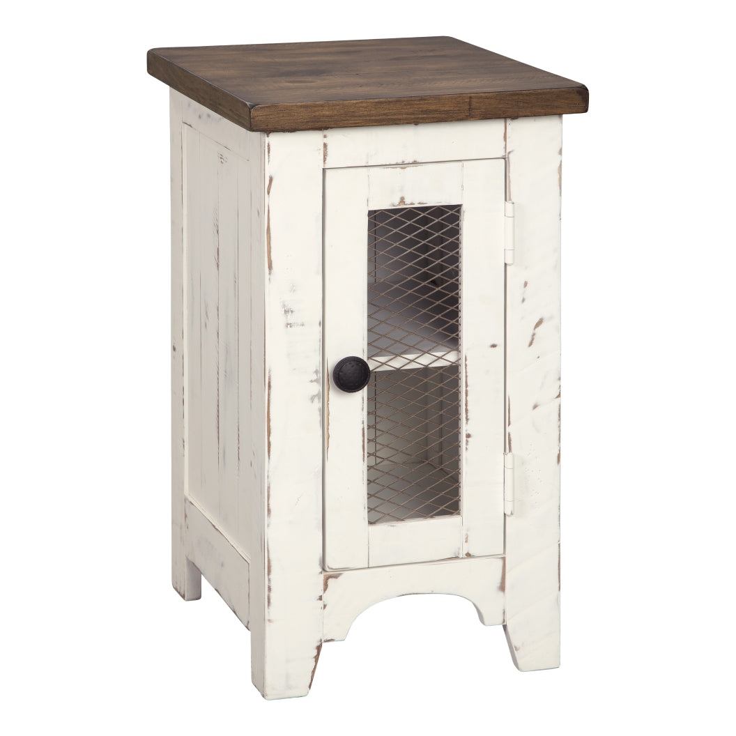 Table d'appoint bois blanche antique carré - Wystfield