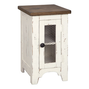 Table d'appoint bois blanche antique carré - Wystfield