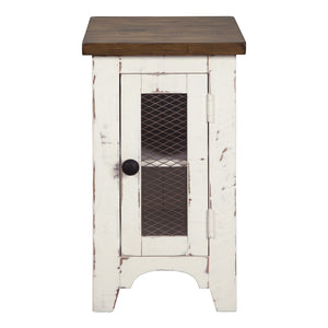 Table d'appoint bois blanche antique carré - Wystfield