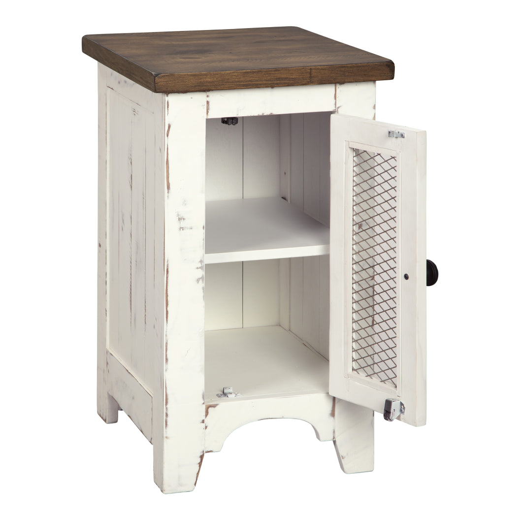 Table d'appoint bois blanche antique carré - Wystfield