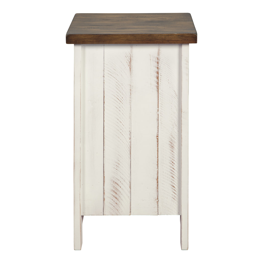 Table d'appoint bois blanche antique carré - Wystfield