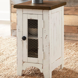 Table d'appoint bois blanche antique carré - Wystfield