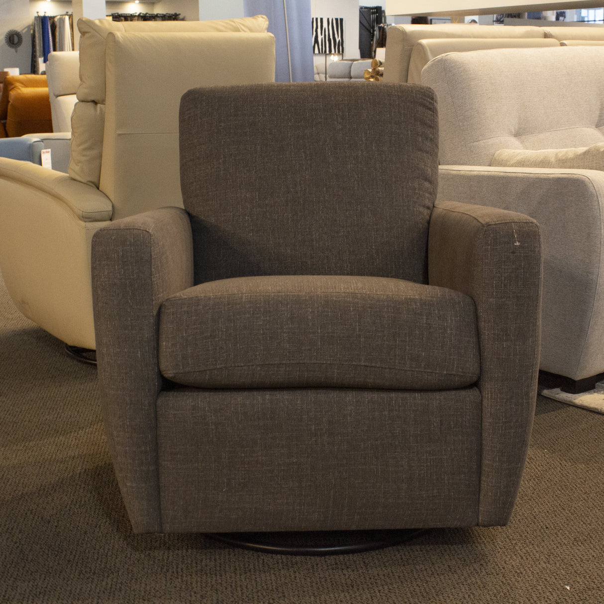 Fauteuil en tissu gris foncé berçant - Futura
