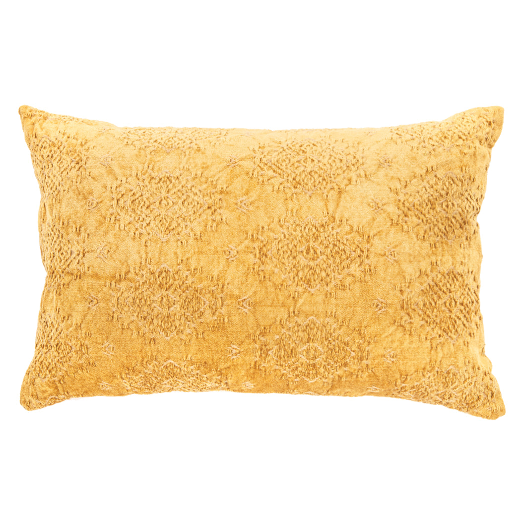 Coussin 16 x 24 po en velours jaune moutarde - Toro